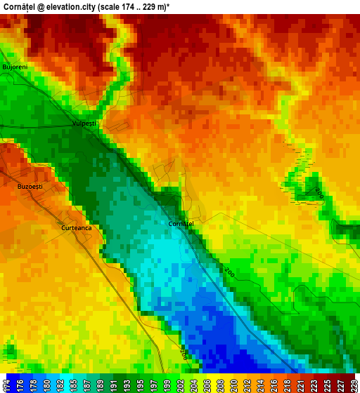 Cornățel elevation map