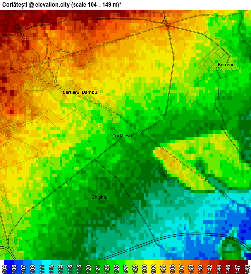 Corlătești elevation map