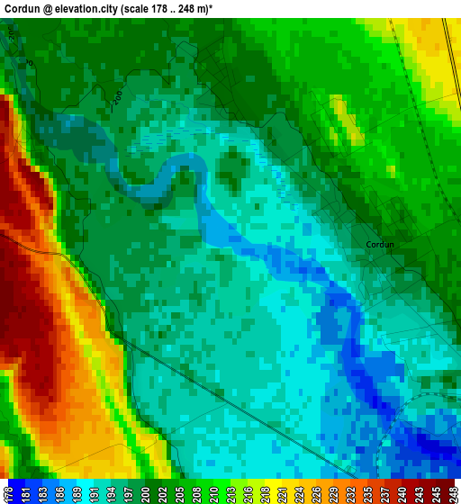 Cordun elevation map