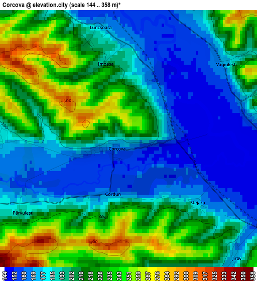 Corcova elevation map