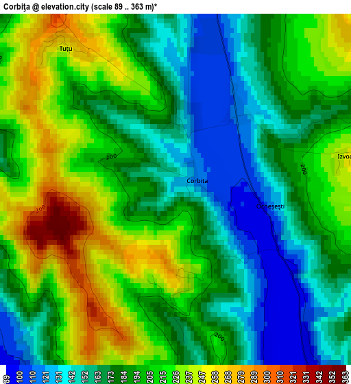 Corbiţa elevation map