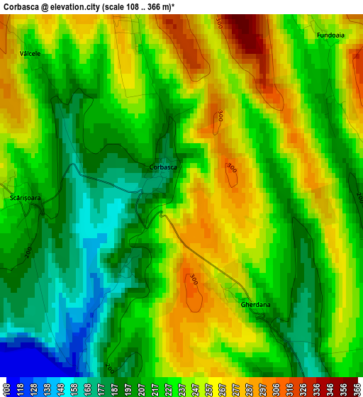 Corbasca elevation map