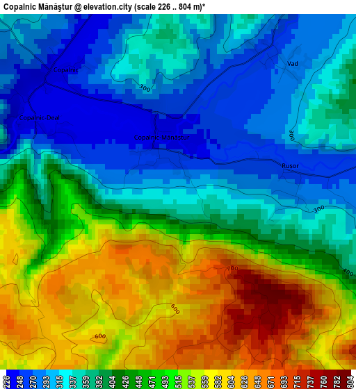 Copalnic Mănăştur elevation map