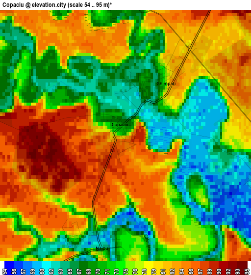 Copaciu elevation map