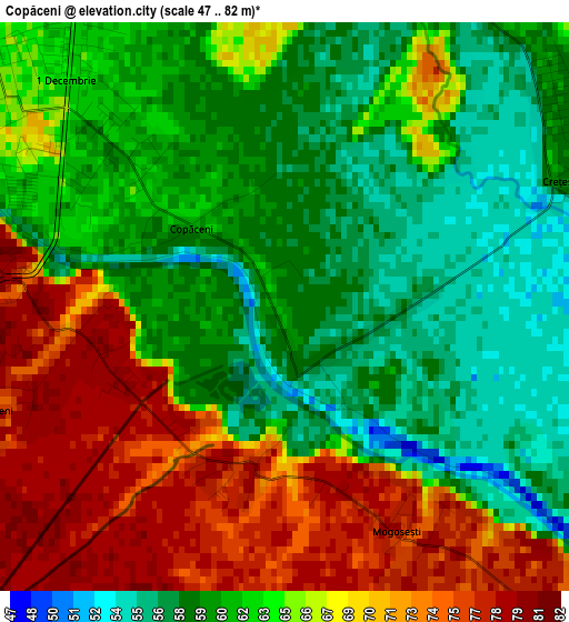 Copăceni elevation map