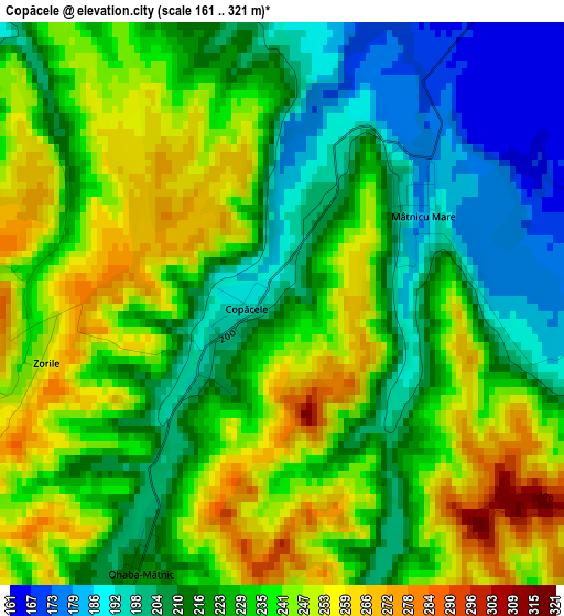 Copăcele elevation map