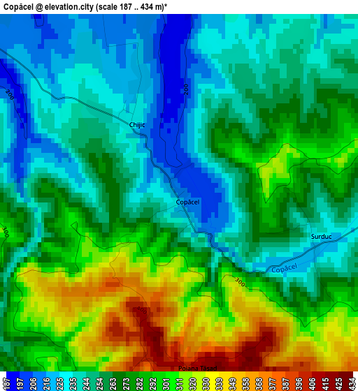 Copăcel elevation map