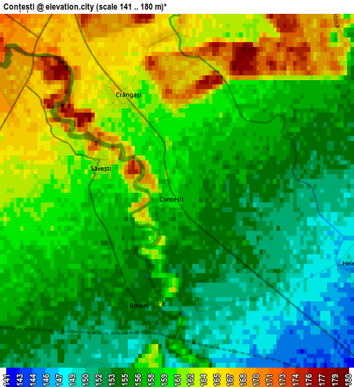Conțești elevation map