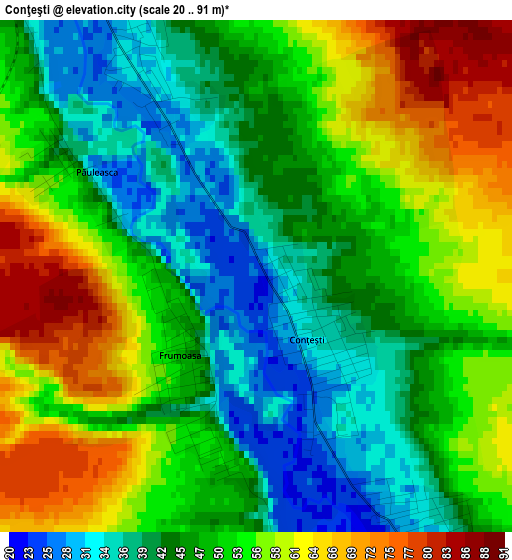 Conţeşti elevation map