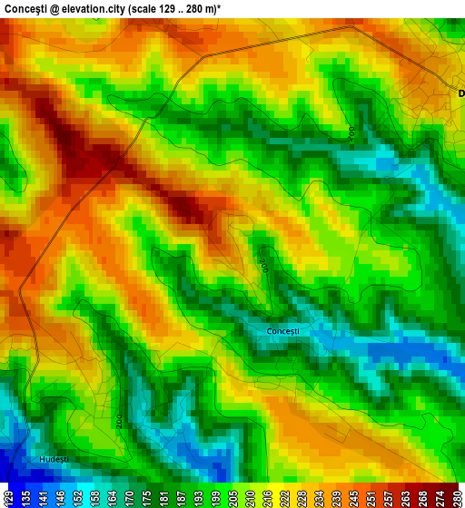 Conceşti elevation map