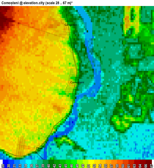 Comoșteni elevation map