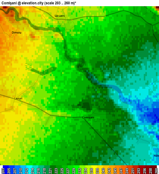 Comişani elevation map