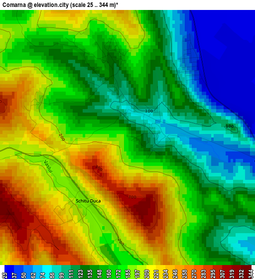 Comarna elevation map