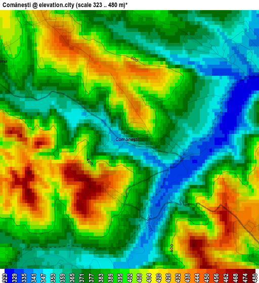 Comănești elevation map