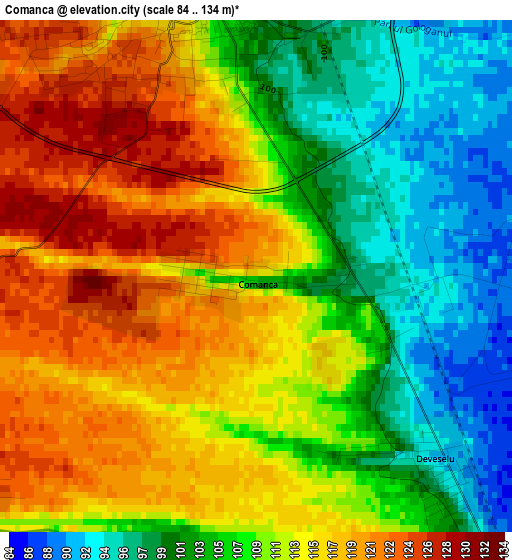 Comanca elevation map