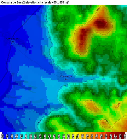 Comana de Sus elevation map