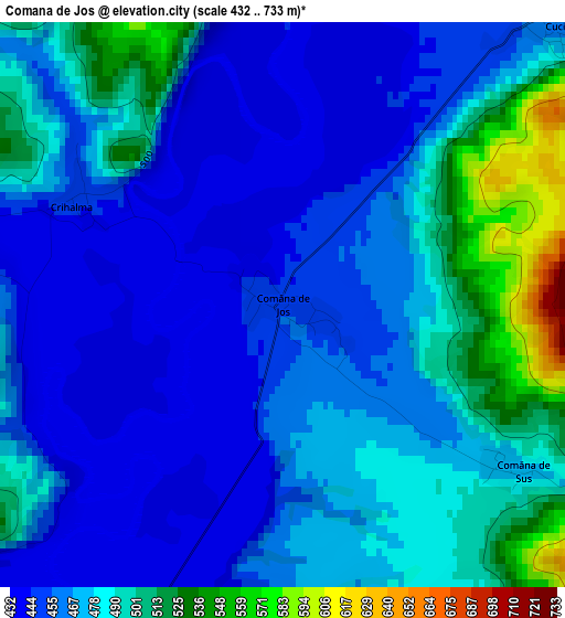 Comana de Jos elevation map