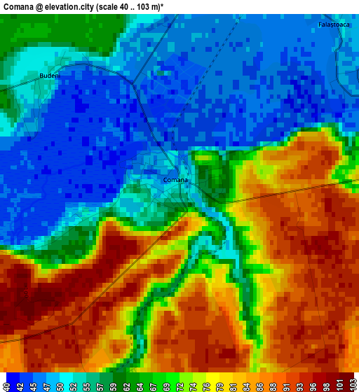 Comana elevation map