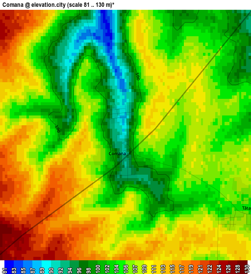 Comana elevation map