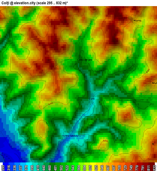 Colţi elevation map