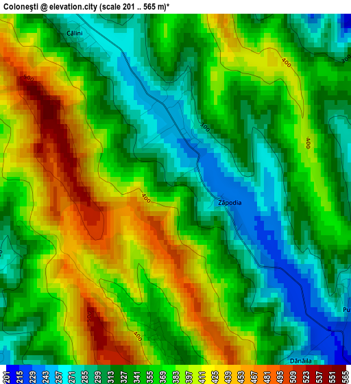 Coloneşti elevation map