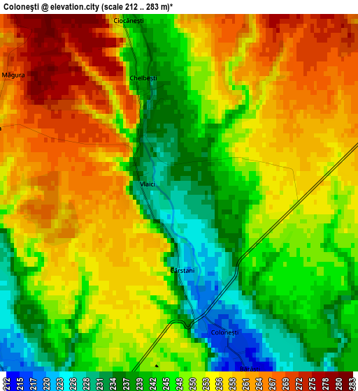 Coloneşti elevation map