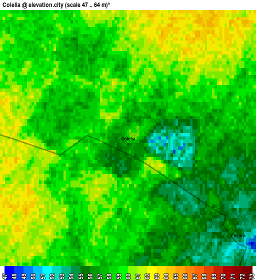 Colelia elevation map