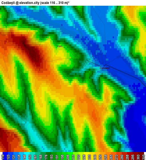 Codăeşti elevation map