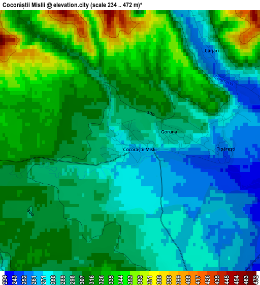 Cocorăștii Mislii elevation map