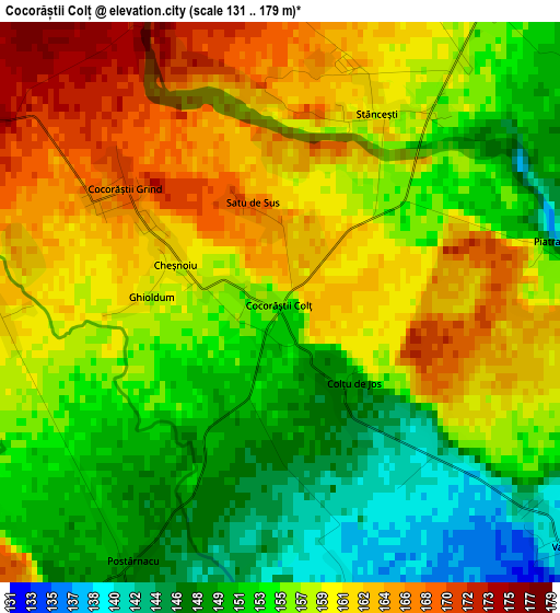 Cocorăștii Colț elevation map