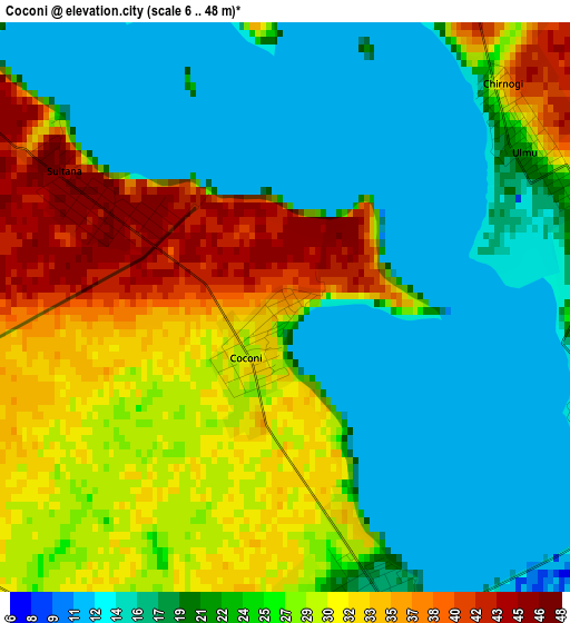 Coconi elevation map