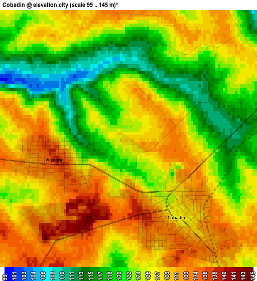 Cobadin elevation map