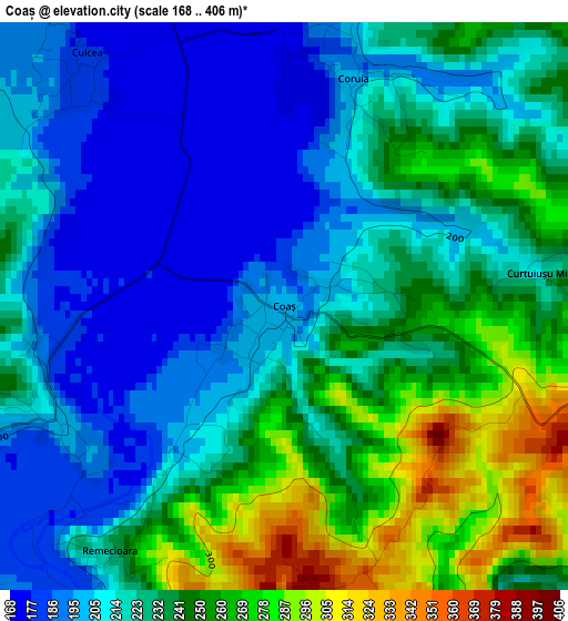 Coaș elevation map