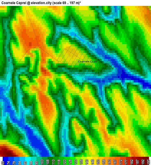 Coarnele Caprei elevation map