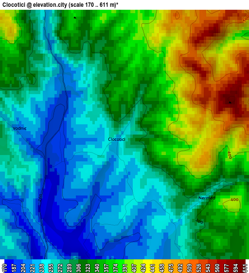 Clocotici elevation map