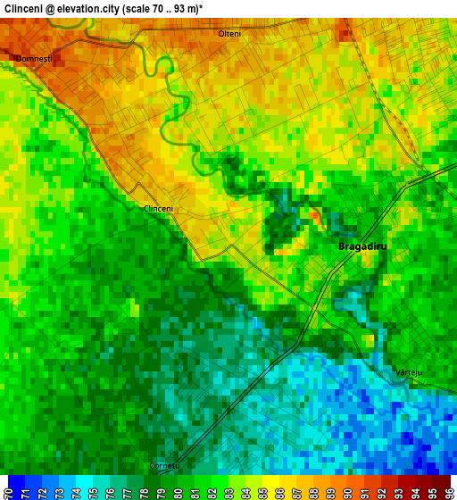 Clinceni elevation map