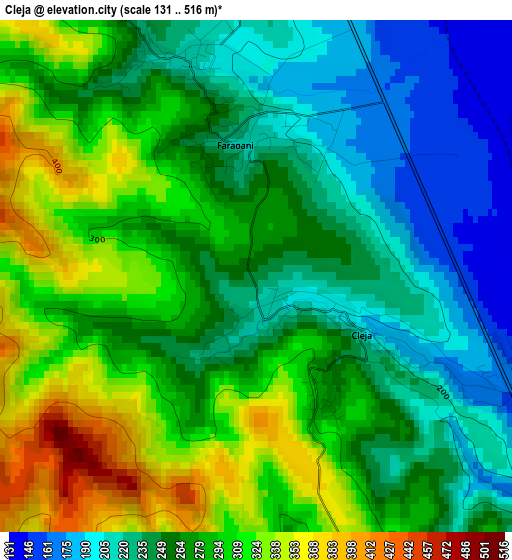 Cleja elevation map