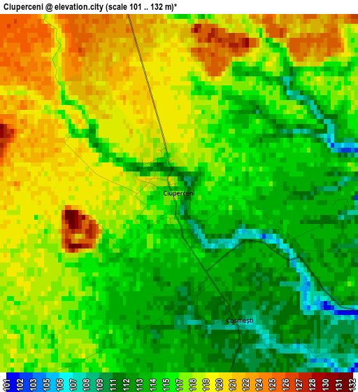 Ciuperceni elevation map