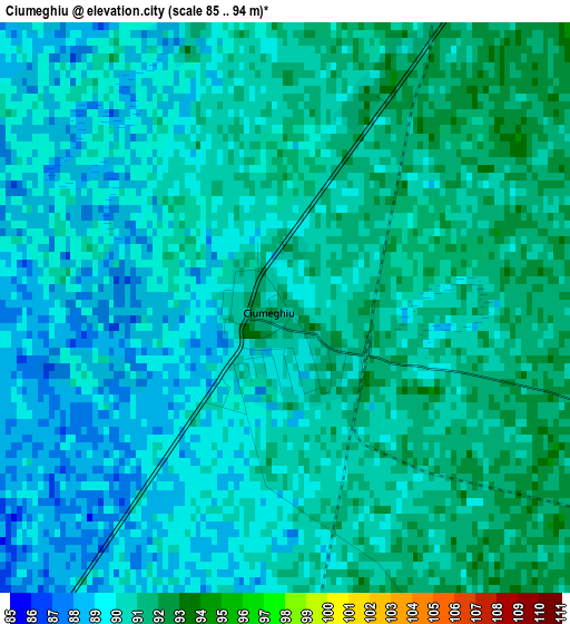 Ciumeghiu elevation map