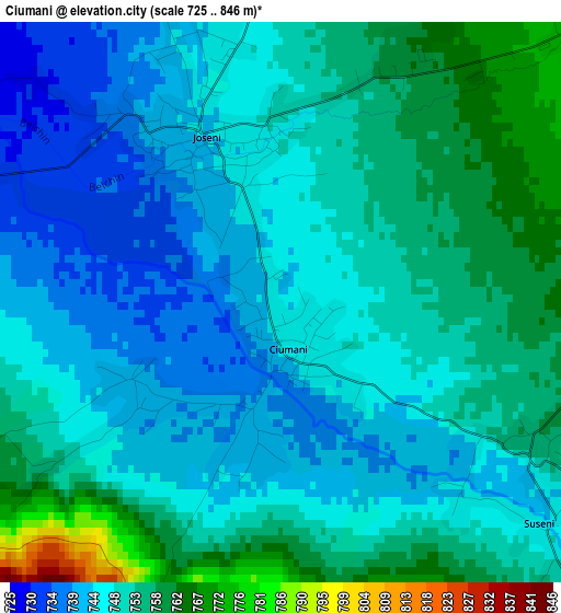 Ciumani elevation map