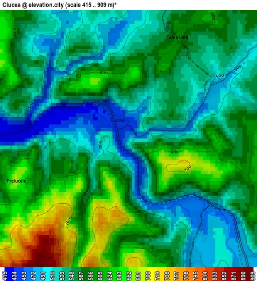 Ciucea elevation map