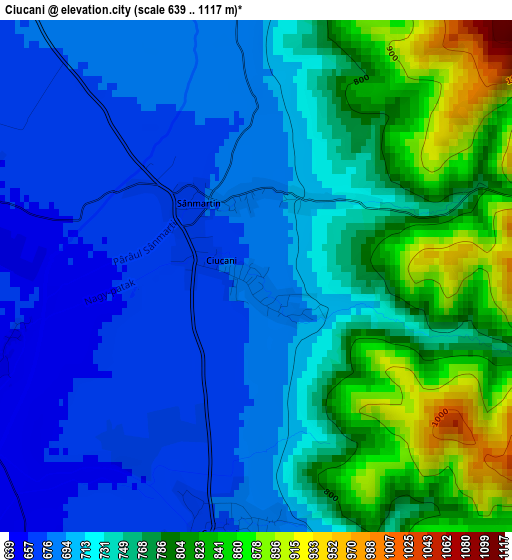 Ciucani elevation map