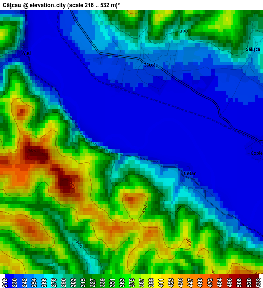 Câţcău elevation map