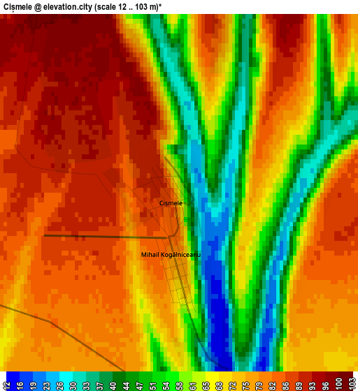 Cișmele elevation map