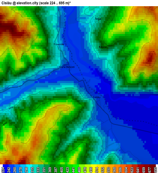 Cislău elevation map