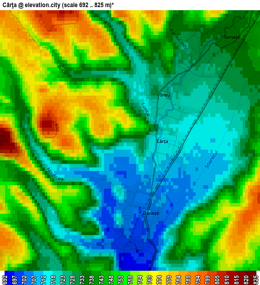 Cârţa elevation map