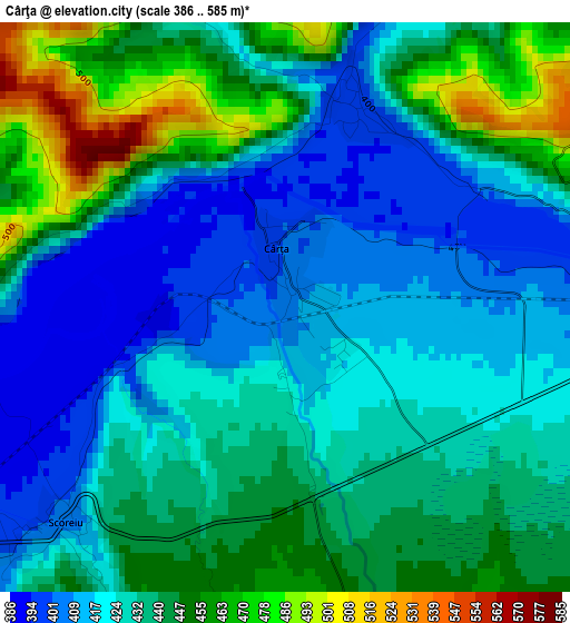 Cârţa elevation map