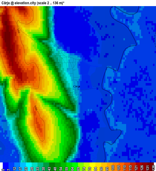 Cârja elevation map