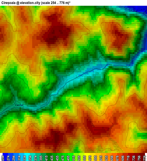 Cireșoaia elevation map