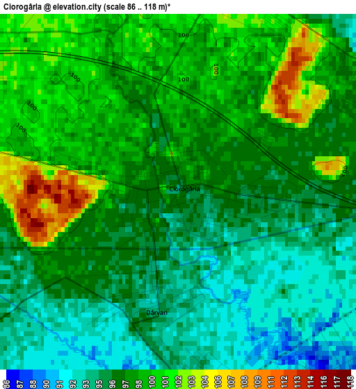 Ciorogârla elevation map